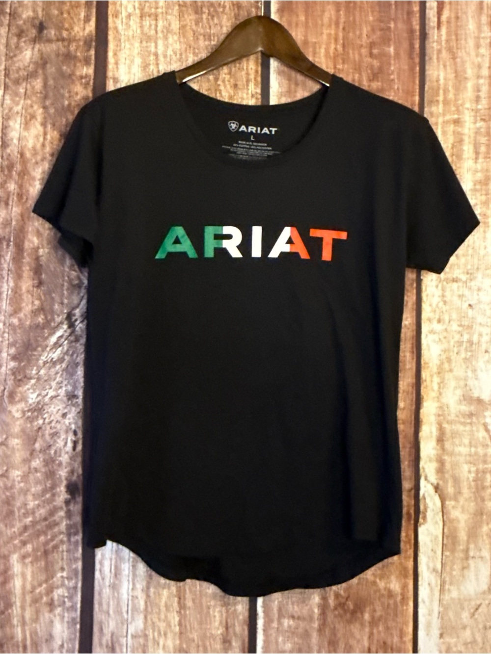 Ariat Black Short-Sleeve Tee with Green, White & Orange Logo